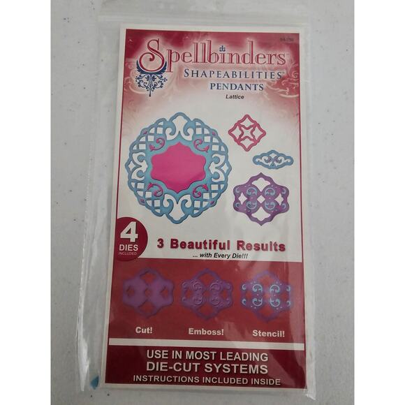 Spellbinders Shapeabilities Pendants Steel Craft Die Set Lattice - Picture 1 of 2